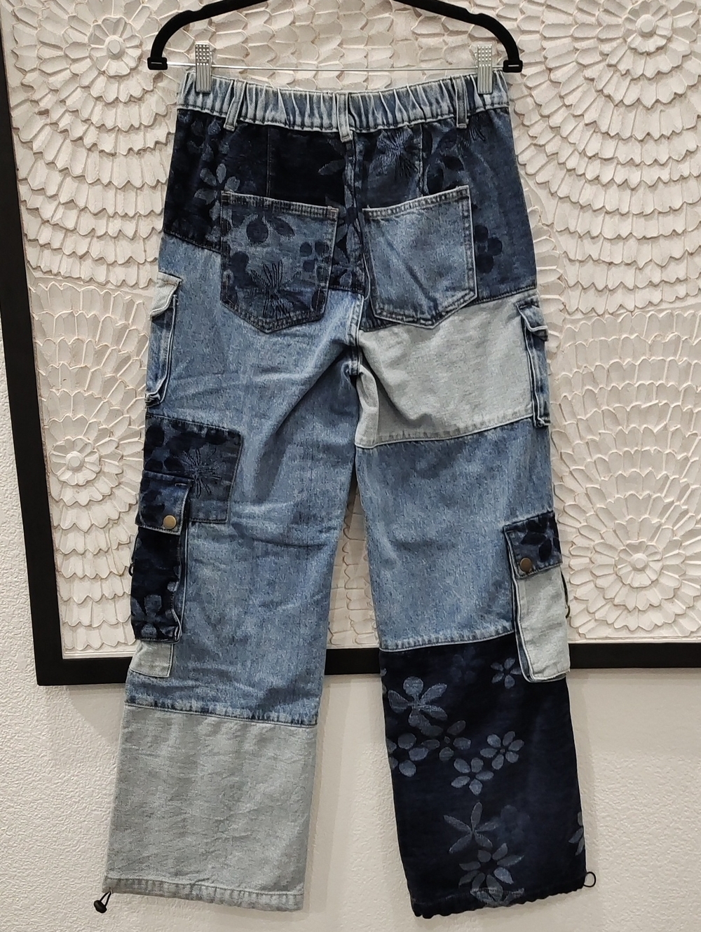 Oli & Hali Blue Patchwork Floral Cargo Jeans - Picture 7 of 10